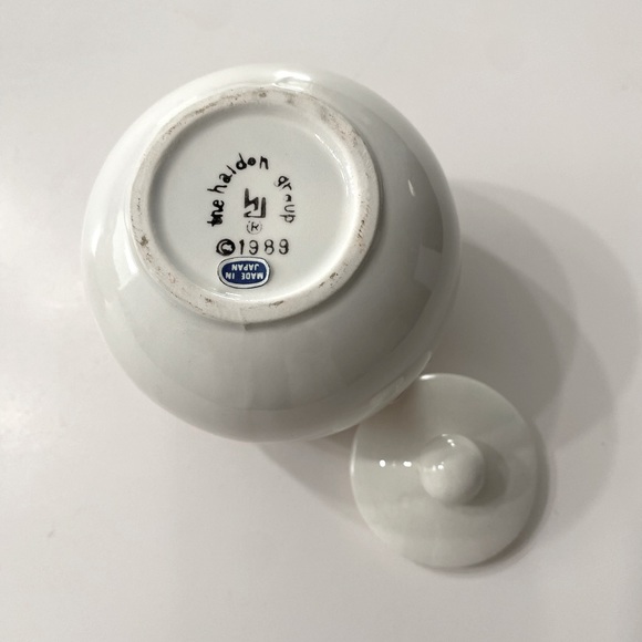 Vintage Ceramic Pink Stripe White Halden Matching Creamer Sugar Tea Party Set - Picture 8 of 9